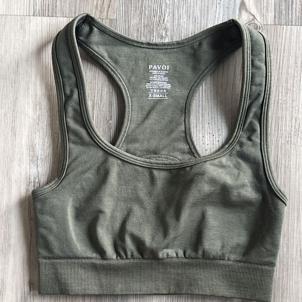 NWOT Pavoi Green Sports Bra Gym Workout RunningHigh Support Size  XS